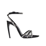 Saint Laurent Black Silk Stiletto Heel Sandals