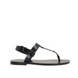 Saint Laurent Black Calfskin Strap-On Sandals
