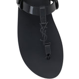 Saint Laurent Black Calfskin Strap-On Sandals