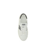 Versace White Calf Leather Bos Taurus Low Top Sneakers