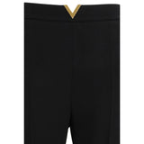Valentino Black Fleece Wool Flared Pants