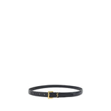 Saint Laurent Black Calf Leather Bos Taurus Thin Belt