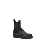 Fendi Black Calf Leather Bos Taurus Ankle Boots