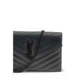 Saint Laurent Black Calf Leather Bos Taurus Shoulder Bag