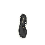 Prada Black Calf Leather Bos Taurus Flip-Flop Sandals
