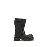 Balenciaga Black Calf Leather Bos Taurus Lace-Up Boots