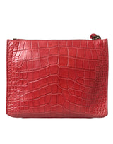 Balenciaga Red Exotic Skin Leather Classic Pouch Purse Wristlet Bag