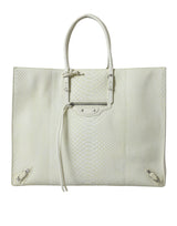 Balenciaga White Yellow Exotic Skin Leather Shopping Tote PAPIER Bag