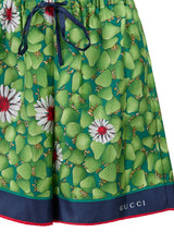 Gucci Green Flower Printed Silk Shorts