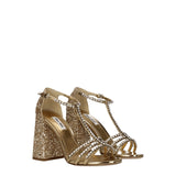 Miu Miu Gold Plastic Platform Sandals