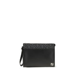Fendi Black Calf Leather Bos Taurus Clutch Bag