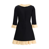 Valentino Black Fleece Wool Cocktail Dress