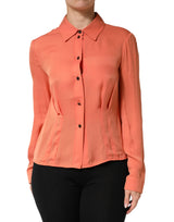 Emporio Armani Orange Collared Button Down Long Sleeves Top