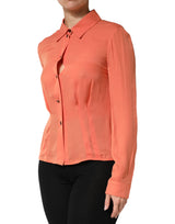 Emporio Armani Orange Collared Button Down Long Sleeves Top