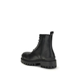 Balenciaga Black Calf Leather Bos Taurus Lace-Up Boots