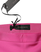 Versace Pink Viscose High Waist Straight Casual Trouser Pants