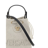 Versace White Fabric Backet Bag