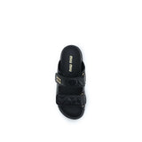 Miu Miu Black Napa Leather / Calf Bos Taurus Slippers