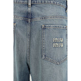 Miu Miu Blue Cotton Straight-Leg Jeans
