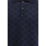 Gucci Blue Silk Polo Shirt