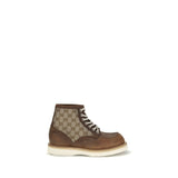 Gucci Brown Calf Leather Bos Taurus Lace-Up Boots