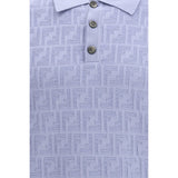Fendi Blue Cotton Polo Shirt