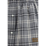Miu Miu Gray Cotton Mini Skirt