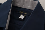 Roberto Cavalli Navy Blue Cotton Dress Formal Shirt