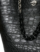 Balenciaga Black Exotic Skin Leather Maxi Bucket Tote Purse Bag