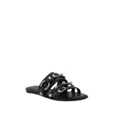 Balenciaga Black Calf Leather Bos Taurus Flat Sandals