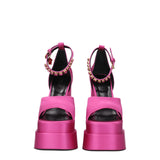 Versace Pink Satin Platform Sandals