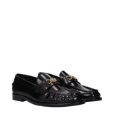 Versace Black Leather Slip-On Loafers
