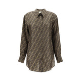 Fendi Brown Silk Pattern Shirt
